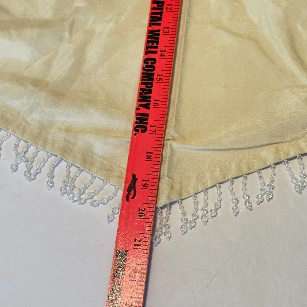 Champagne Silk Blend Beaded Fringe Pointed Window Valance 38